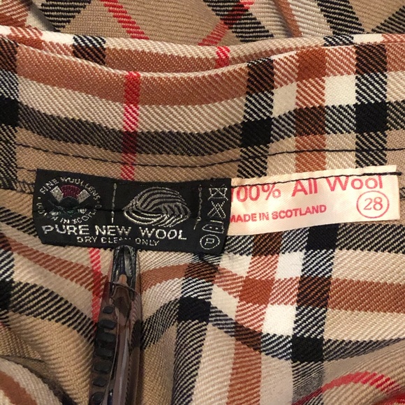 Vintage 60s Scottish Tan Plaid Wool Kilt Skirt - Picture 5 of 5